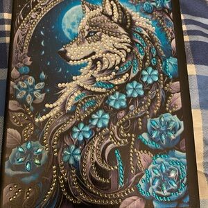Handmade  wolf diamond art journal and a handmade refillable pen